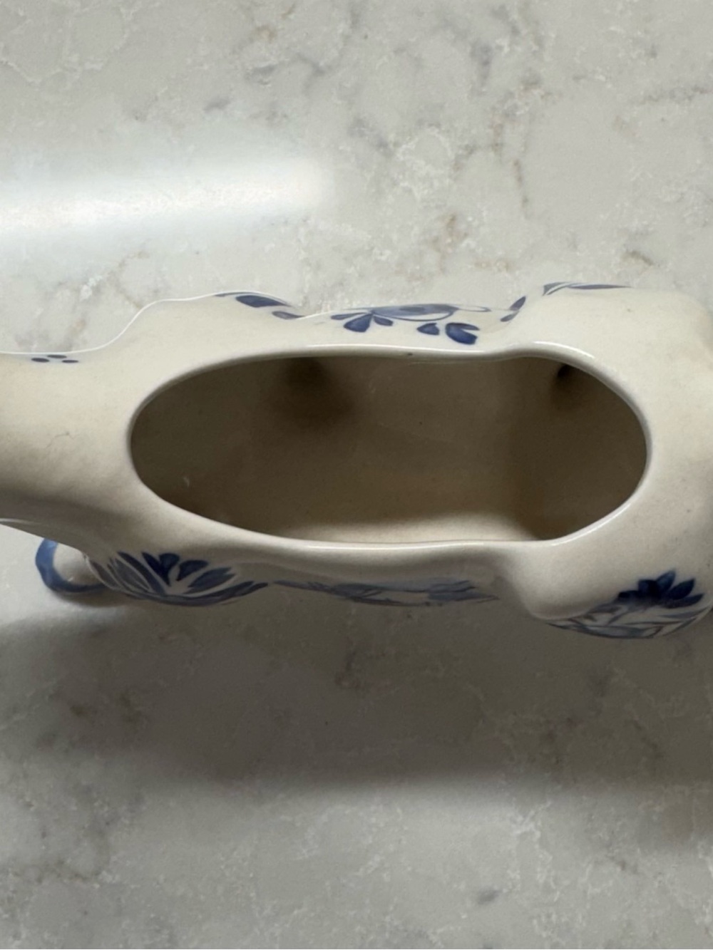 Vintage Blue Delft Blue Ceramic Cow Creamer - White and Blue - Picture 7 of 10